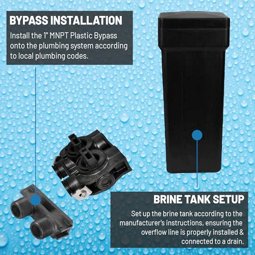 AFW Premium Fleck Whole House 64k Water Softener System - Upgraded 10% Resin 5600sxt Metered On-Demand - Efficient Water Softening System with 1" Bypass and Brine Tank - 64,000 Grain Capacity thumbnail 4
