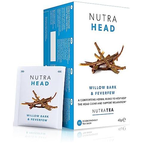 NUTRAHEAD - Migraine Relief Tea | Headache Relief Tea - For Migraine & Tension Headache Relief - Includes Feverfew, Willow Bark & Rhodiola - 20 Enveloped Tea Bags - by Nutra Tea - Herbal Tea Cover