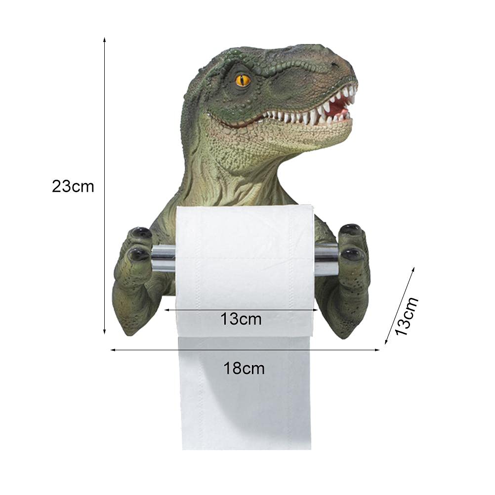 ZHOUJIE Uchwyt na dinozaur 3D, dinozaur trzymający rolkę chusteczek toaletowych montowany na ścianie uchwyt na papier toaletowy stojak dinozaur szkielet łazienka uchwyt na papier toaletowy tyranozaur