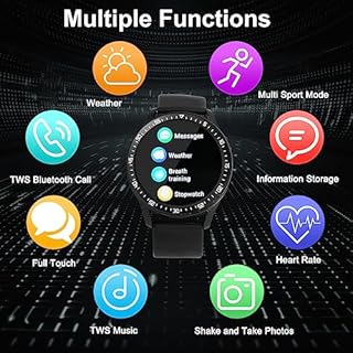 VOVOAEWACH Smart Watch with Earbuds, 1.32 Inch Round Fitness Watch X7, 2 in 1 Bluetooth Watch with Step,Calories,Sleep Monitor,Heart Rate Blood Pressu-re Monitor for iOS & Android