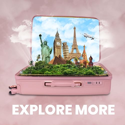 Image of AMERICAN TRAVELLER Urban Gold ABS Trolley Bags Luggage Single Small Suticase Grey with Rose Gold Accents, TSA Lock, 8 Spinner Wheels, 730 Days Warranty (1, Rose Gold, S20)