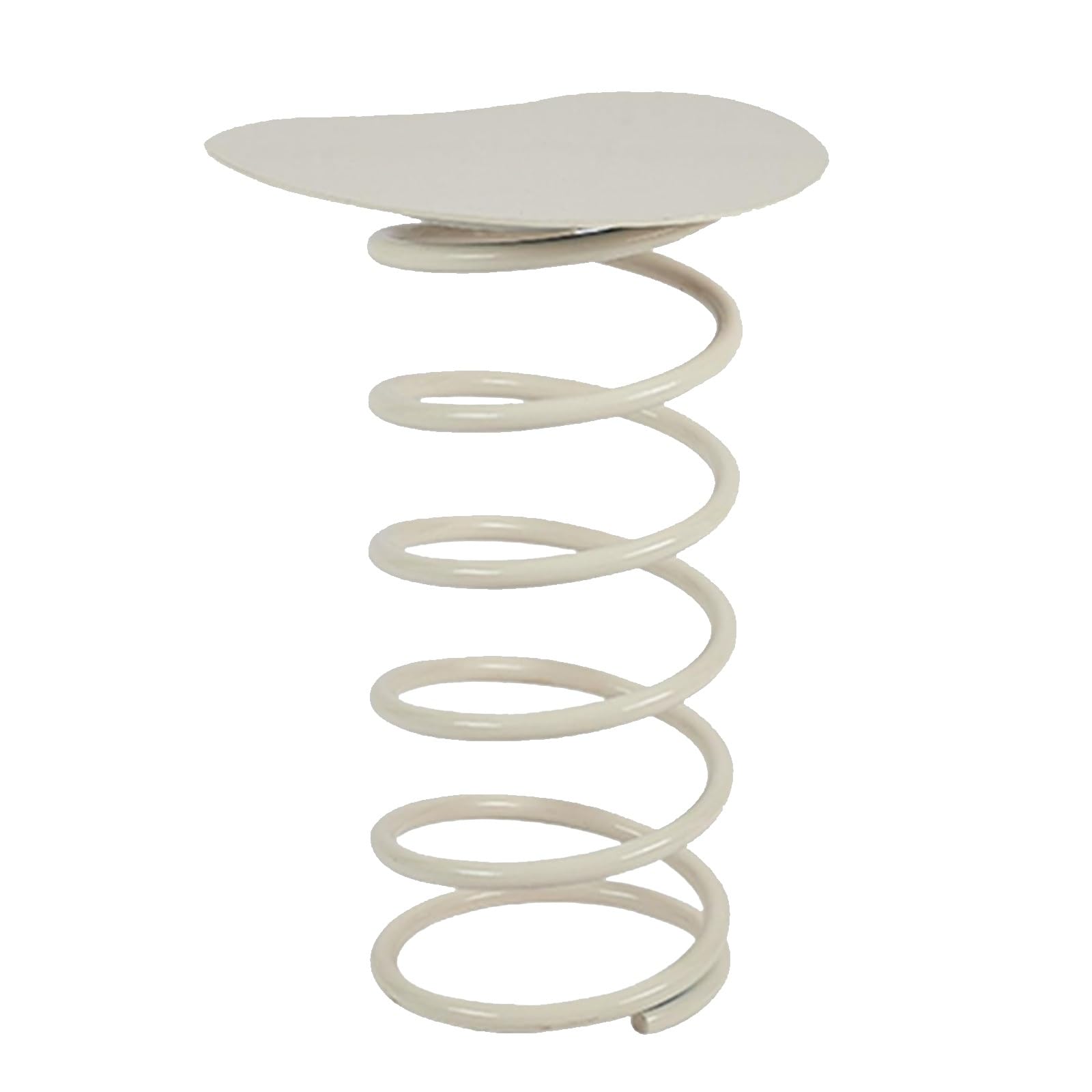 Creative Metal Spring Modeling End Tables, Modern Colorful Samll Accent Side Table, Irregular Desktop, No Installation Required for Living Room, Balcony, Bedroom(White)