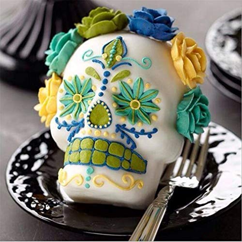 Image of Ulalaza 3D Skull Cake Mold Halloween Aluminum Baking Mould Nonstick DIY Baking Tools