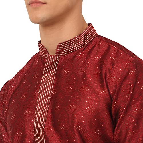 Image of Jompers Silk Blend Men's Collar Embroidered Kurta Pyjama Set
