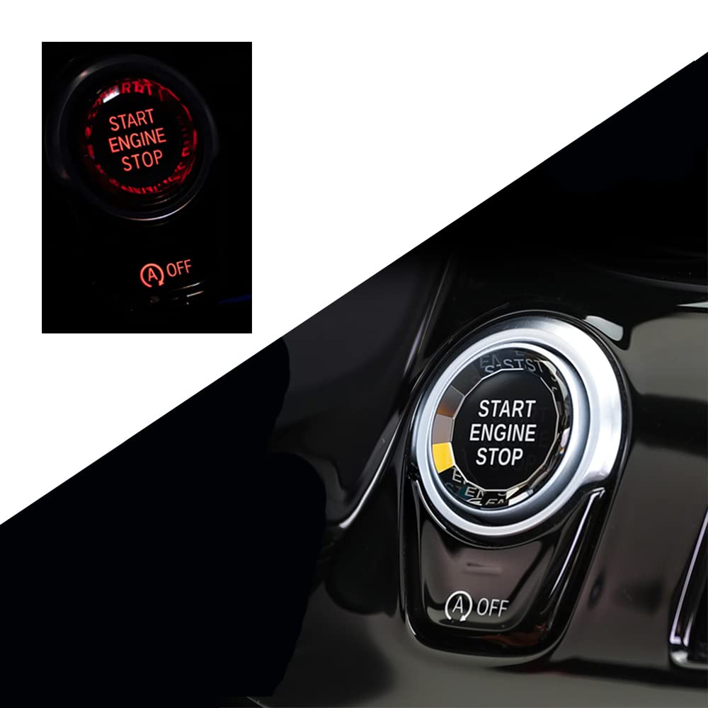 Auto start Stopp Taste passt für Bmw Crystal start stop knopf Motor Abdeckung passt für Bmw 1er E87 3er E90 E91 E92 E93 5er E60 X1 E48 X3 E83 X5 E70 X6 E71 E72 Z4 E89 Motorstartknopf- Schwarz