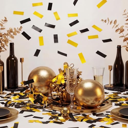 Image of Sumind 1000 Grams Gold Black Large Metallic Confetti Glitter Throwable Table Scatter Foil Confetti for Halloween Wedding Birthday Party Baby Shower Christmas Graduation Celebrations