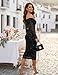 BeryLove Sparkly Formal Dresses for Women Off Shoulder 2026 Black Wedding Guest Midi Sequin Cocktail Dress with Sleeves Glitter Mesh Prom Wrap Bust Evening Gala Gown Black M