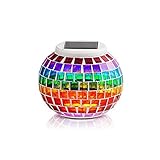 EGRD Solar Powered Mosaic Glass Color Changing Rainbow LED Light, Rechargeable/Waterproof Night Light for Indoor or Outdoor Decorations, A Great Gift for Any Festival.(Rainbow)