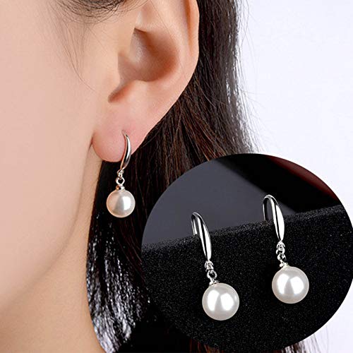 TseenYi Boucles d'oreilles en perles, boucles d'oreilles en perles argentées, boucles d'oreilles vintage, bijoux de mariée pour femmes et filles (lot de 1),...