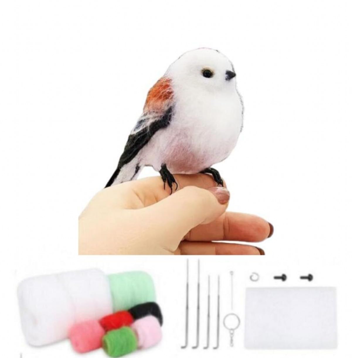 YJIUYUANQ Needle Felting Beginner Kits Felt Animals Wool Felting Kits Needle Felting Tools and Supplies for DIY Felting Starters - Lovely Mini Fatty Bird, as show