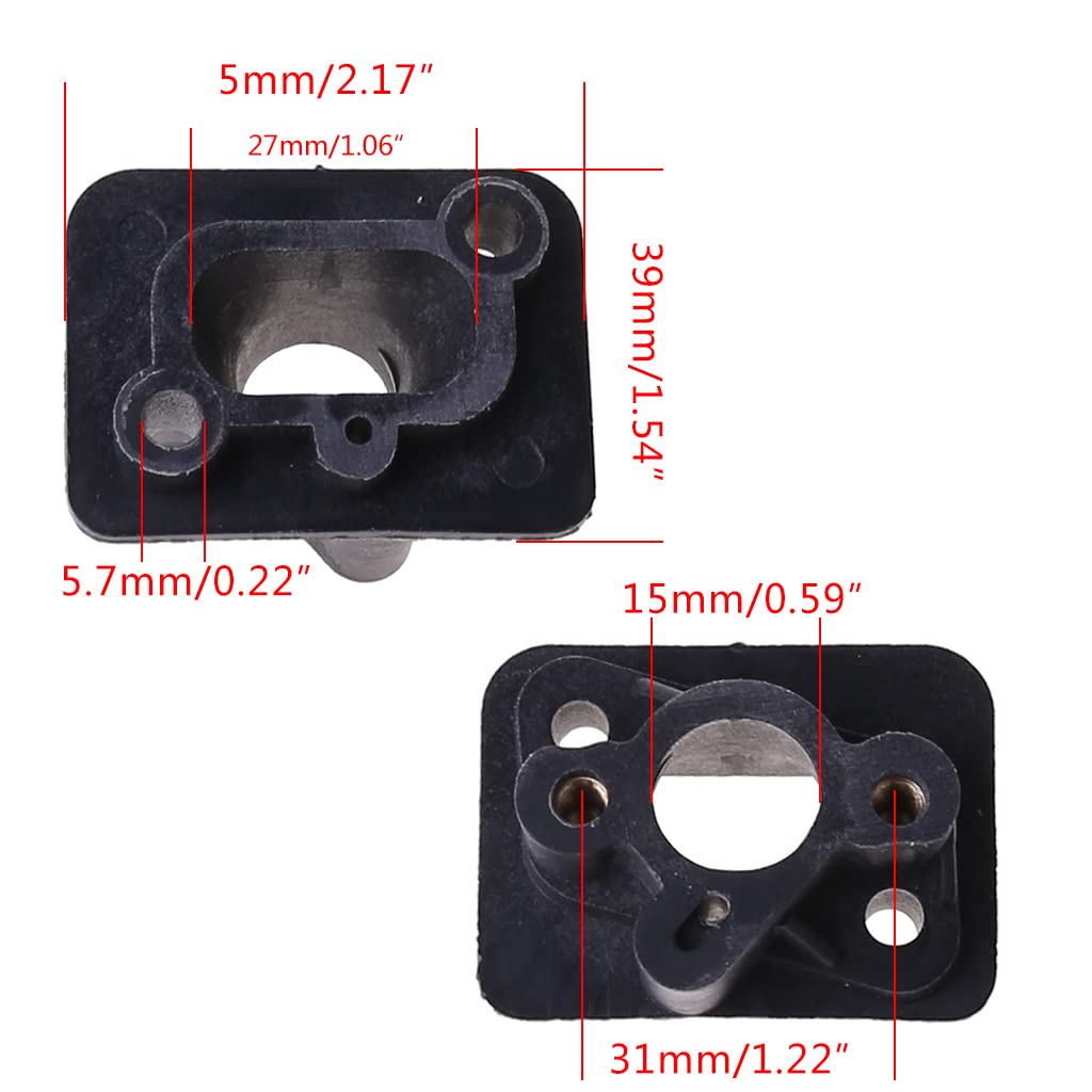 2 Piezas 40-5 43CC 52CC desbrozadora colector de admisión Conector de Base del carburador, Tubo de admisión, Adaptador de carbohidratos