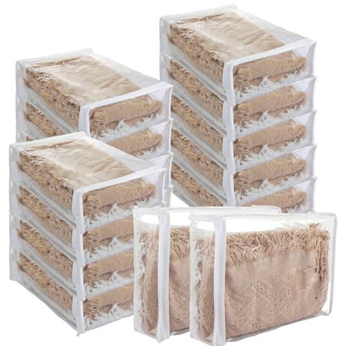 LOLYSIC 20 bolsas de almacenamiento de vinilo transparente con cremallera, bolsas de almacenamiento de plástico para ropa, suéteres, bolsas organizadoras con cremallera para edredón, sábanas