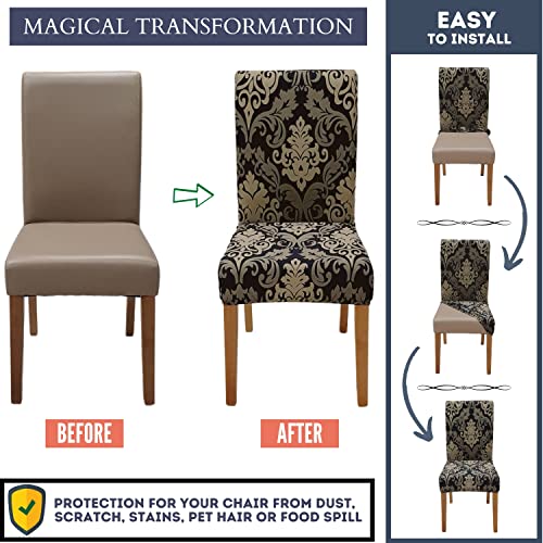 Image of SPRINGRICO Chair Covers for Dining Room Set of 4, Stretch Dining Chair Cover, Washable Spandex Kitchen Parsons Chair Slipcovers, Removable Seat Protector for Home or Party (4 Pack, Royal Black1)