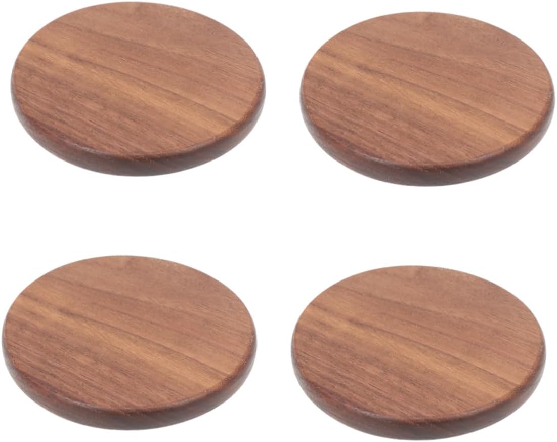 12pcs Walnut Coasters Heat Insulation Mat Coasters Holders for Table Round Groove Cup Holder Non Slip Tea