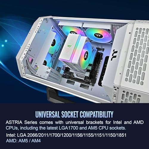 Image of Thermaltake ASTRIA 400 ARGB CPU Cooler; 6 Copper Heat Pipes; 120mm PWM Fan; 500~1800RPM; Single Tower; Intel /AMD; 230W TDP; White; CL-P138-CA12SW-A