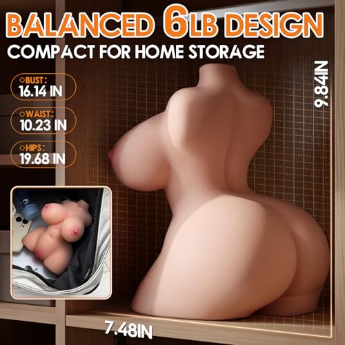 Image of BIG SHOCKED Sex Doll Torso Male Sex Toy with Bouncing Jiggly Boobs & Perky Ass, Sex Dolls for Men Realistic Puffy Tight Juicy Pocket Pussy Vagina & Anal Mens Sex Toy, Masturbator Built-in Skeleton