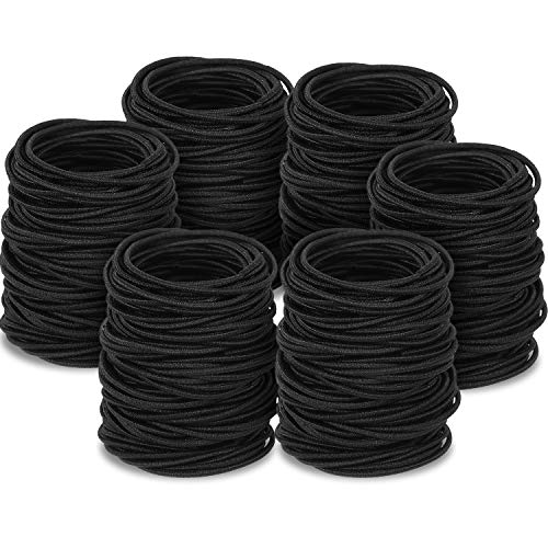 600 Pieces Black Elastic Hair Bands No-metal Hair Ties Ponytail Holders Hairbands for Women Girls