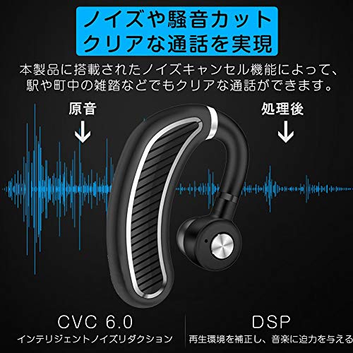 Bluetooth ヘッドセット 片耳 左右耳兼用 IPX7防水 Bluetooth イヤホン V5.0 片耳 USB充電 270°回転 耳掛け式 片耳 バッテリー 長持ちイヤホン 30時間通話可能 マイク内蔵 ブルートゥースイヤホン ビジネス スポーツ 通勤 通学 車用 IOS iPhone-Android-Windows PC スマートフォンに対応 ミニ 軽量 商品画像3