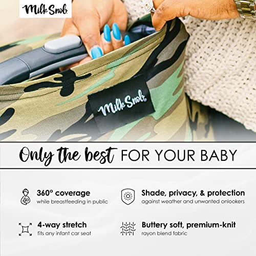 Milk Snob Original 5-In-1 Cover - Added Privacy For Breastfeeding, Baby Car Seat, Carrier, Stroller, High Chair, Shopping Cart, Lounger Canopy - Newborn Essentials, Nursing Top, Camo #TOP2