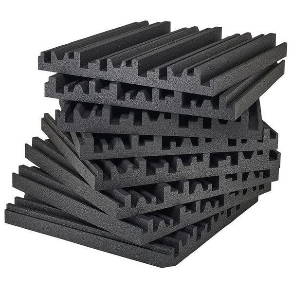 Akustischer Diffusor Skyline QRD, expandiertes Polystyrol EPS, 60 x 60 x 7 cm, Set mit 2 Paneelen, Weiß/Schwarz, zur akustischen Optimierung der Umwelt (schwarz)