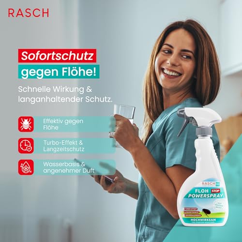RASCH HOME DEFENDER® Flohspray für Wohnung & Möbel [500ML] - Anti Floh Spray zur Flohbekämpfung - Flohabwehrspray - Flohvernichter - Flohspraymittel gegen Flöhe - Fleespray - Antiflohspray