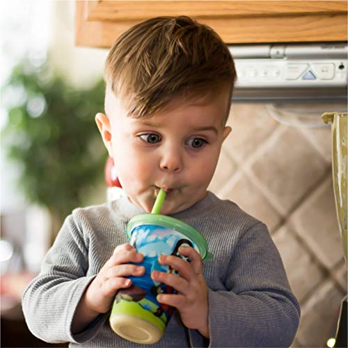 Kit 03 Copos Decorados Com Canudo 300Ml, Nûby, Azul