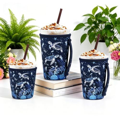 Image of 3PCS Reusable Iced Coffee Sleeves, Fits 16-32oz Hot /Cold Drinks