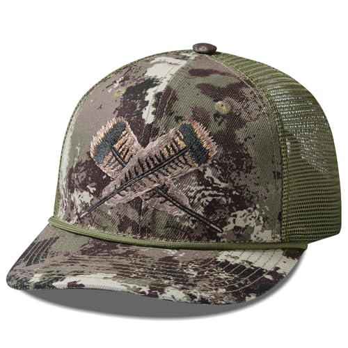 BASSDASH Camo Rope Trucker Hat Baseball Cap Mesh Back for Men Women Duck Deer Hunting Fly Fishing Camping