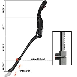 TOPCABIN Adjustable Aluminium Alloy Bicycle Kickstand - Fit for 22-24-26-28 inch Mountain/Road/BMX/MTB Bike (Three-support)