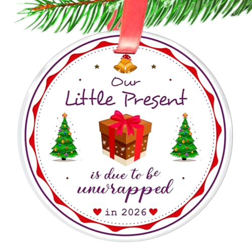 Elegant Chef Pregnancy Announcement for Husband Grandparents Aunt Family - Our Little Present is Due to be Unwrapped in 2026- Parents Keepsake Gift- Expecting Baby Ornament 2026