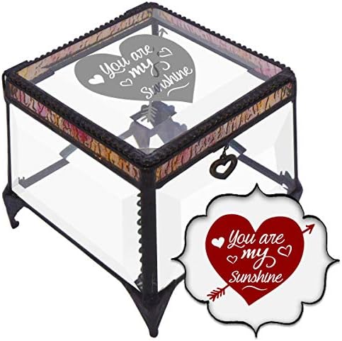 Vencer You are My Sunshine, Engraved Glass Jewelry Art Box,Best Gift for Girlfriend and Wife,Valentine's Gift,Graduation Gifts,Birthday Gift