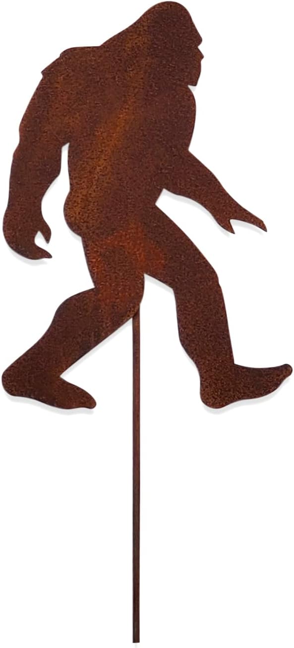 Village Wrought Iron Big Foot Rusted Garden Stake 35 Inches