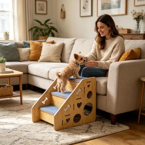 Peldaños para gatos y perros pequeños en el sofá la cama y zonas interiores 7