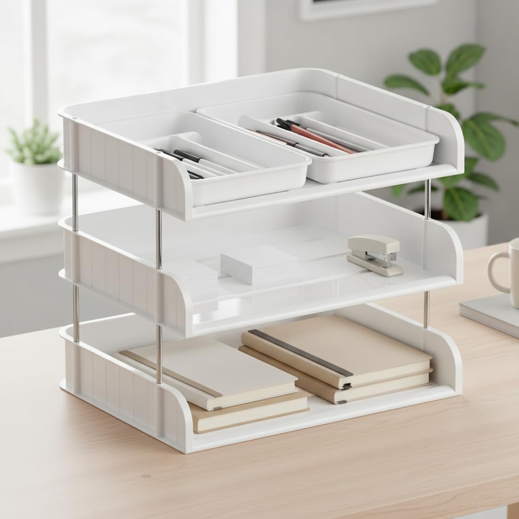 Organizador Escritorio, Estantería, Transparente 4, 40cm