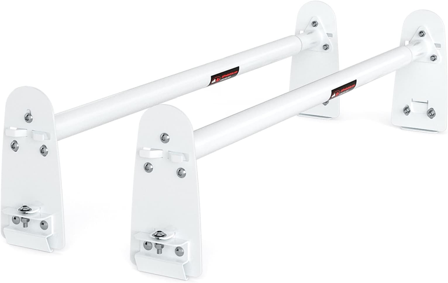 AA-Racks Model X316 Hightop 2 Bar Rain-Gutter Roof Rack Heavy-Duty Adjustable Steel High Roof Rack Matte White