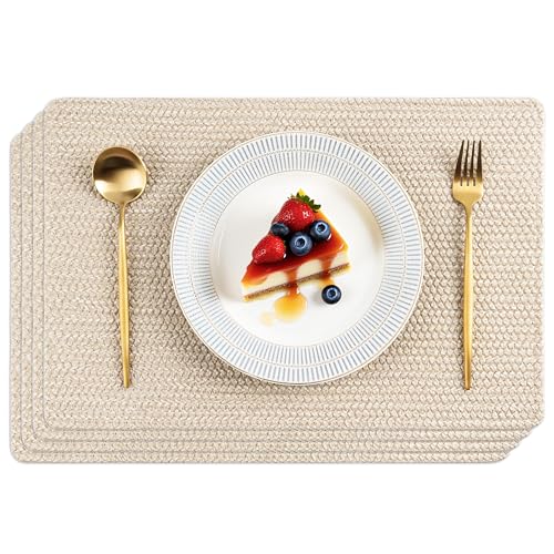 POLYTE Tischsets für drinnen und draußen, waschbar, gewebtes Vinyl,...