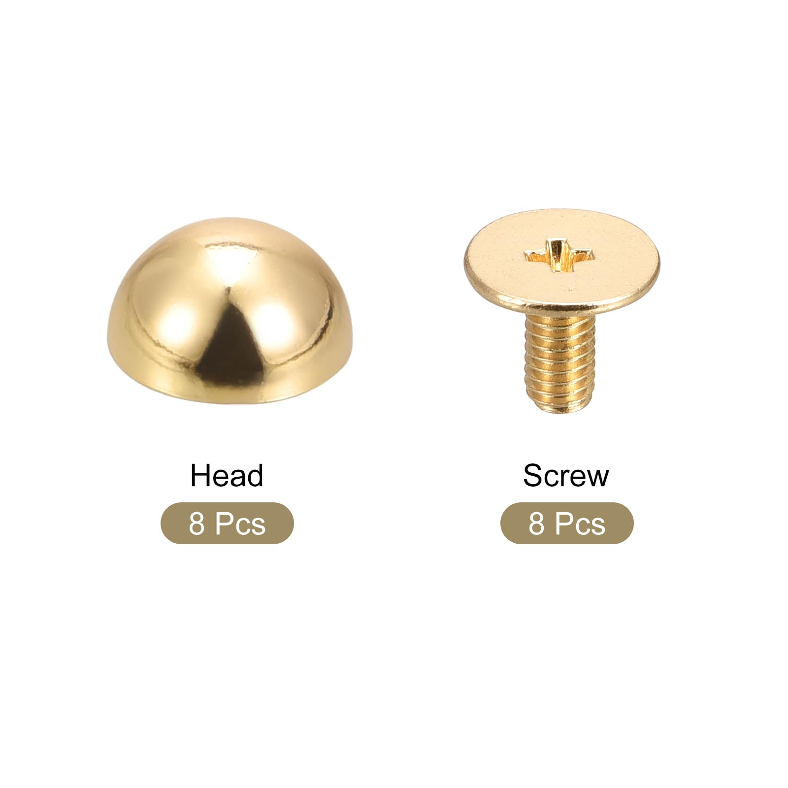 10 Ensembles De Rivets Vis Dos Solides Tête Ronde Pour Cuir - Doré - 10x6mm - Marque Uxcell - Neuf