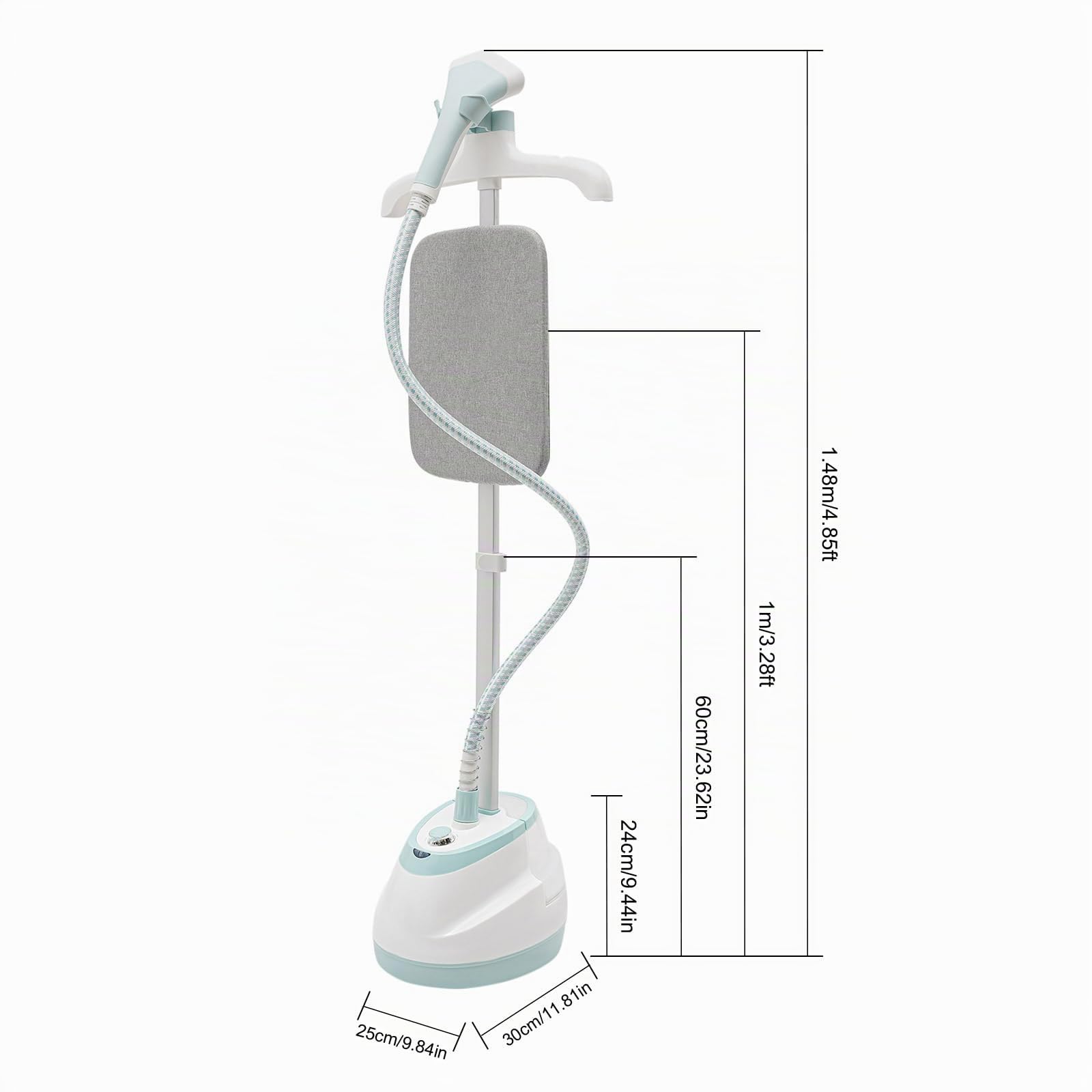 Stehender Dampfgarer 1800W Höhe der Teleskopstange verstellbar Professional Stand Dampfbügler mit 1.6L Wassertank Garment Steamer Professioneller Dampfgarer mit 1* Handschuh 10 Dampfstufen