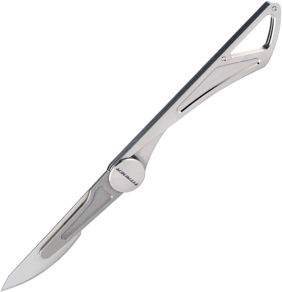 Titanium EDC Folding Pocket Knife Small Knife 5.5 inch with #24 Stainless Steel Scalpel Blade Key Ring 0.37oz