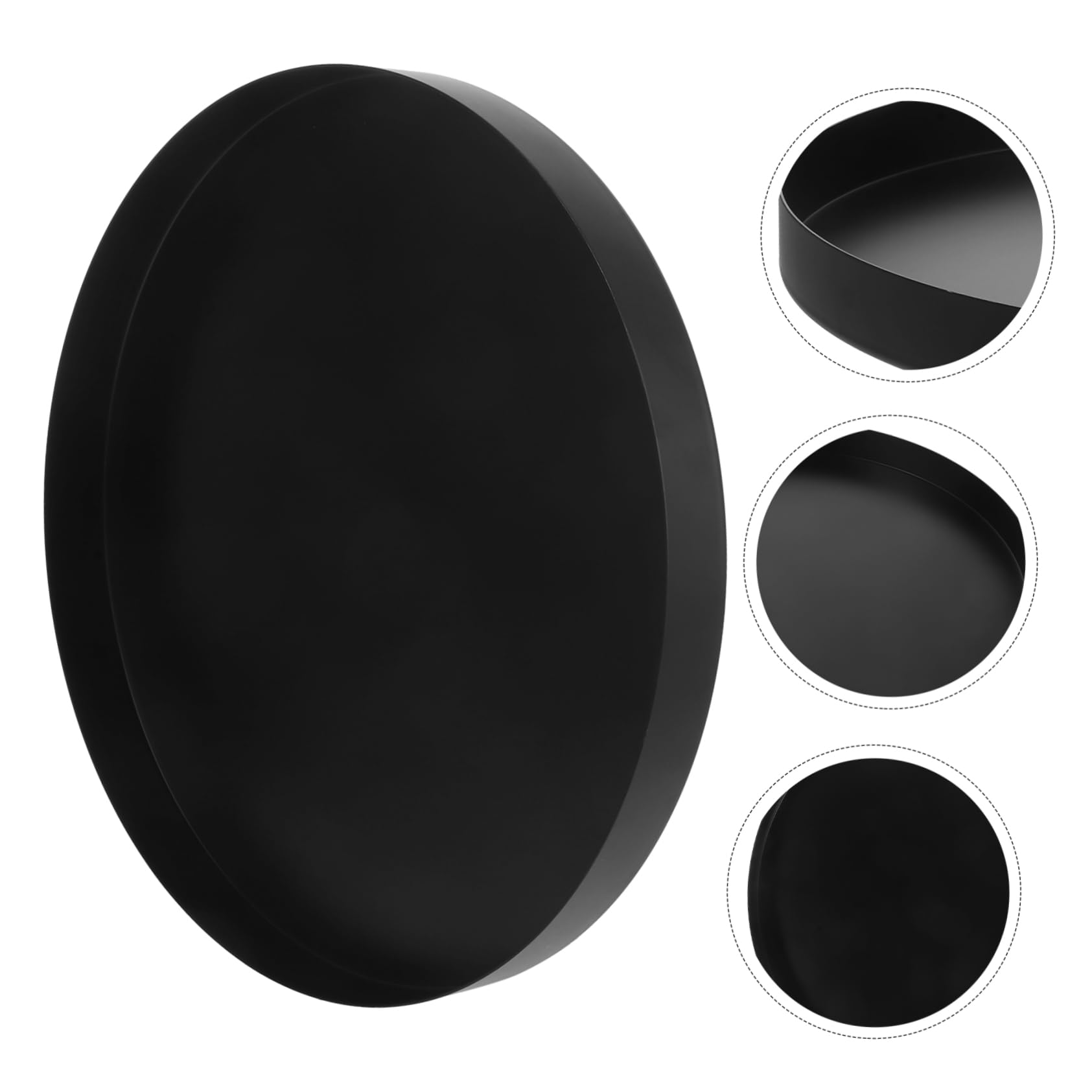 Cabilock Bandeja para Joyas Redonda de Metal Negro de Acero Inoxidable