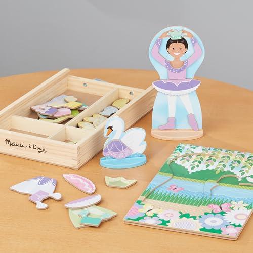 Melissa & Doug Ballerina And Fairy Magnetic Dress-Up Double-Sided Wooden Doll And Swan Pretend Play Set (52 pcs) - image 8
