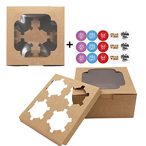 Cupcake Boxes With Window 6.3x6.3x3 inches For Christmas Gift Cupcake, Donut, Cookies Bakery Gift Packaging Containers