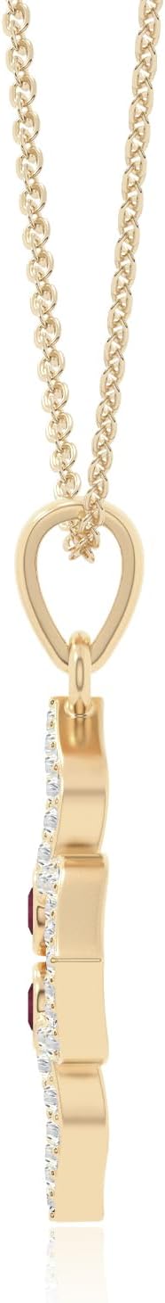 Natural Gemstone with Moissanite 4 Petal Power Pendant Necklaces for Women in Silver/18K Yellow/Rose Gold Vermeil, Birthstone Jewelry Gift for Her Birthday, Wedding, Anniversary - Image 4