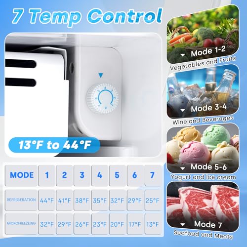 Erivess 3.2 Cu.Ft Mini Fridge with Freezer, Single Door Small Refrigerator with 7 Adjustable Thermostat, Energy Saving, Low Noise, Dorm Fridge for Office, Bedroom, Apartment