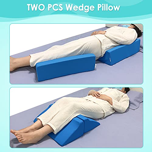Neppt Foam Wedge Pillow For Bed After Surgery Incline Triangle Therapeutic Pillows For Sleeping, Back Pain, Knee, Side Sleeper Bed Sore Prevention 30 Degree Pregnancy Body Positioners - Two Pillows #TOP1