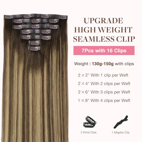 Image of GOO GOO Seamless Clip in Hair Extensions Real Human Hair Remy Extensions