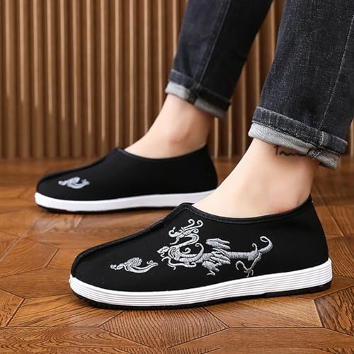 Embroidered Tai Chi Kung Fu Shoes, Unisex Canvas Martial Arts Flats, Traditional Chinese Slip-On Sneakers with Non-Slip Sole for Men and Women 6