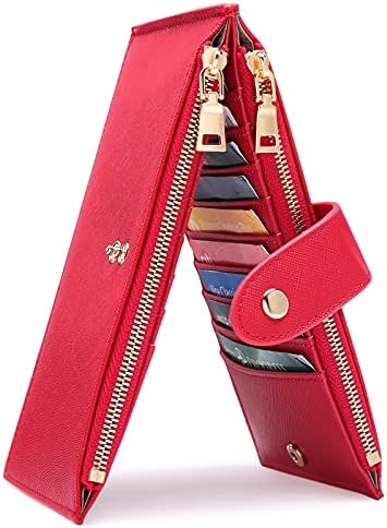 GOIACII Ladies Purse, Women's Wallet RFID Blocking Long Purse Women Credit Card Holder Zipper Coin Purse Phone Handbag