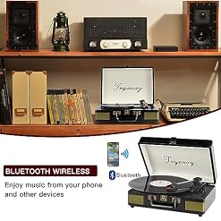 Trynnay Tourne-Disque Bluetooth à 3 Vitesses – Lecteur Portable en Vinyle avec Haut-parleurs intégrés – Tourne-Disque – Son Audio amélioré Noir Vintage - Les Beatles, Paul McCartney, John Lennon, RIngo Starr, George Harrison Trynnay Tourne-Disque Bluetooth à 3 Vitesses - Lecteur Portable en Vinyle avec Haut-parleurs intégrés - Tourne-Disque - Son Audio amélioré Noir Vintage – Image 2