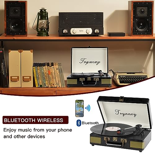 Trynnay Tourne-Disque Bluetooth à 3 Vitesses – Lecteur Portable en Vinyle avec Haut-parleurs intégrés – Tourne-Disque – Son Audio amélioré Noir Vintage - Les Beatles, Paul McCartney, John Lennon, RIngo Starr, George Harrison Trynnay Tourne-Disque Bluetooth à 3 Vitesses - Lecteur Portable en Vinyle avec Haut-parleurs intégrés - Tourne-Disque - Son Audio amélioré Noir Vintage – Image 3